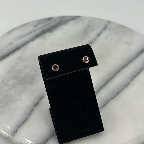 Handmade sterling silver Red Rudy stud earrings - Picture 1 of 5